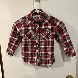 Girls Red Plaid Flannel Long Sleeve Button Down Shirt - Lucky Brand - Size 4t